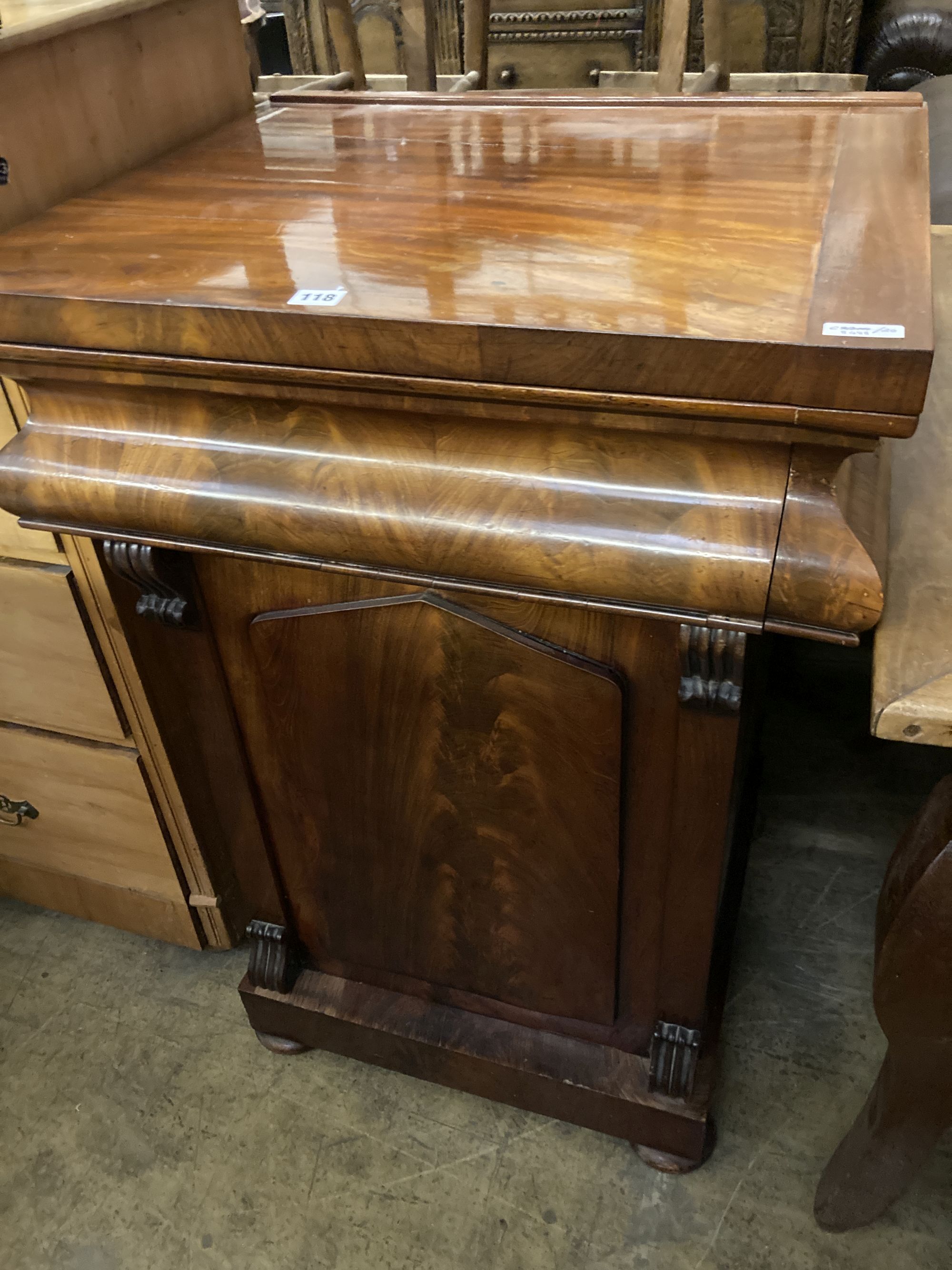 A Victorian mahogany pedestal cupboard, width 65cm, depth 56cm, height 94cm